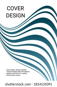 Diseño de portada. Plantilla de diseño. Fondos creativos con líneas de onda de gradiente abstracto para crear pancartas, afiches de moda