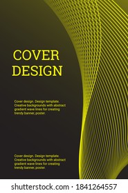 Diseño de portada. Plantilla de diseño. Fondos creativos con líneas de onda de gradiente abstracto para crear pancartas, afiches de moda