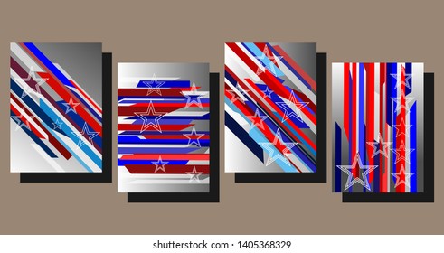 Cover Design template for the decoration presentation, brochure, catalog, poster, book, magazine etc. Vector Illustration. American Flag.