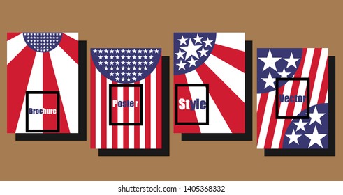 Cover Design template for the decoration presentation, brochure, catalog, poster, book, magazine etc. Vector Illustration. American Flag.