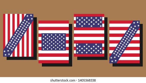 Cover Design template for the decoration presentation, brochure, catalog, poster, book, magazine etc. Vector Illustration. American Flag.