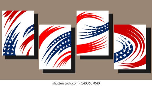 Cover Design template for the decoration presentation, brochure, catalog, poster, book, magazine etc. Vector Illustration. American Flag.