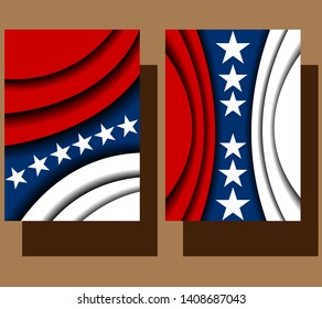Cover Design template for the decoration presentation, brochure, catalog, poster, book, magazine etc. Vector Illustration. American Flag.