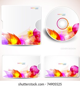 Plantilla de diseño de portada de disco y tarjeta de visita. Diseño floral