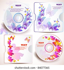 Cover design template of disk. Butterfly design