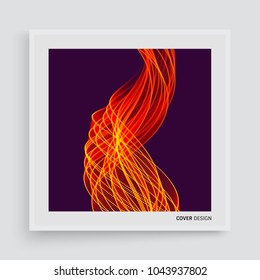 Cover design template. Flame fire background for design and presentation. Vector illustration with motion effect.