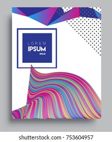 Cover design template with geometric object, arrangement of abstract lines and style graphic geometric elements. Applicable for placards, brochures, posters, covers and banners. Vector Design