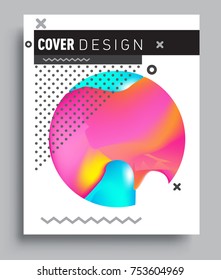 Cover design template with geometric object, arrangement of abstract lines and style graphic geometric elements. Applicable for placards, brochures, posters, covers and banners. Vector Design