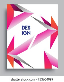 Cover design template with geometric object, arrangement of abstract lines and style graphic geometric elements. Applicable for placards, brochures, posters, covers and banners. Vector Design