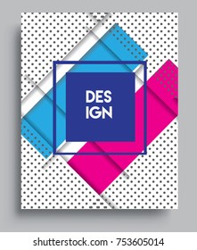 Cover design template with geometric object, arrangement of abstract lines and style graphic geometric elements. Applicable for placards, brochures, posters, covers and banners. Vector Design