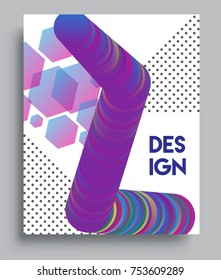 Cover design template with geometric object, arrangement of abstract lines and style graphic geometric elements. Applicable for placards, brochures, posters, covers and banners. Vector Design