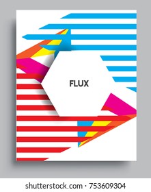 Cover design template with geometric object, arrangement of abstract lines and style graphic geometric elements. Applicable for placards, brochures, posters, covers and banners. Vector Design