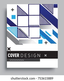 Cover design template with geometric object, arrangement of abstract lines and style graphic geometric elements. Applicable for placards, brochures, posters, covers and banners. Vector Design