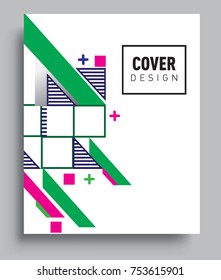 Cover design template with geometric object, arrangement of abstract lines and style graphic geometric elements. Applicable for placards, brochures, posters, covers and banners. Vector Design