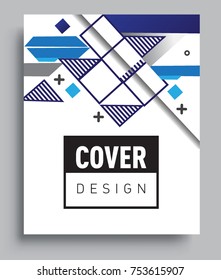 Cover design template with geometric object, arrangement of abstract lines and style graphic geometric elements. Applicable for placards, brochures, posters, covers and banners. Vector Design