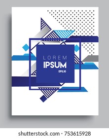 Cover design template with geometric object, arrangement of abstract lines and style graphic geometric elements. Applicable for placards, brochures, posters, covers and banners. Vector Design