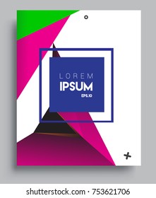 Cover design template with geometric object, arrangement of abstract lines and style graphic geometric elements. Applicable for placards, brochures, posters, covers and banners. Vector Design