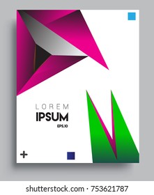 Cover design template with geometric object, arrangement of abstract lines and style graphic geometric elements. Applicable for placards, brochures, posters, covers and banners. Vector Design