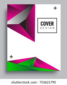 Cover design template with geometric object, arrangement of abstract lines and style graphic geometric elements. Applicable for placards, brochures, posters, covers and banners. Vector Design