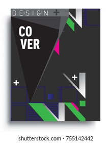 Cover design template with geometric object, arrangement of abstract lines and style graphic geometric elements. Applicable for placards, brochures, posters, covers and banners. Vector Design