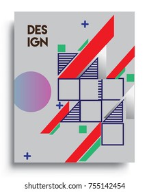 Cover design template with geometric object, arrangement of abstract lines and style graphic geometric elements. Applicable for placards, brochures, posters, covers and banners. Vector Design