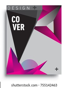Cover design template with geometric object, arrangement of abstract lines and style graphic geometric elements. Applicable for placards, brochures, posters, covers and banners. Vector Design