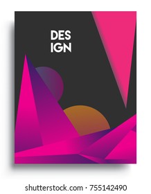 Cover design template with geometric object, arrangement of abstract lines and style graphic geometric elements. Applicable for placards, brochures, posters, covers and banners. Vector Design