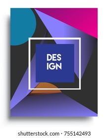 Cover design template with geometric object, arrangement of abstract lines and style graphic geometric elements. Applicable for placards, brochures, posters, covers and banners. Vector Design