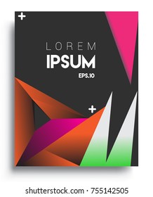 Cover design template with geometric object, arrangement of abstract lines and style graphic geometric elements. Applicable for placards, brochures, posters, covers and banners. Vector Design