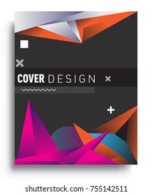 Cover design template with geometric object, arrangement of abstract lines and style graphic geometric elements. Applicable for placards, brochures, posters, covers and banners. Vector Design