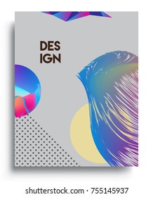 Cover design template with geometric object, arrangement of abstract lines and style graphic geometric elements. Applicable for placards, brochures, posters, covers and banners. Vector Design