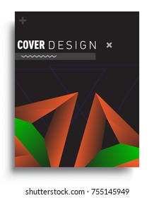 Cover design template with geometric object, arrangement of abstract lines and style graphic geometric elements. Applicable for placards, brochures, posters, covers and banners. Vector Design