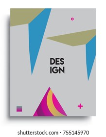 Cover design template with geometric object, arrangement of abstract lines and style graphic geometric elements. Applicable for placards, brochures, posters, covers and banners. Vector Design