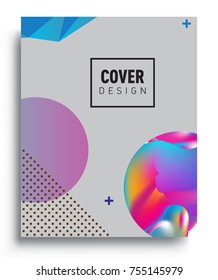 Cover design template with geometric object, arrangement of abstract lines and style graphic geometric elements. Applicable for placards, brochures, posters, covers and banners. Vector Design