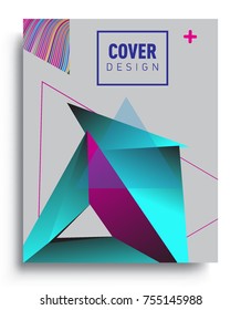 Cover design template with geometric object, arrangement of abstract lines and style graphic geometric elements. Applicable for placards, brochures, posters, covers and banners. Vector Design