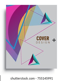 Cover design template with geometric object, arrangement of abstract lines and style graphic geometric elements. Applicable for placards, brochures, posters, covers and banners. Vector Design