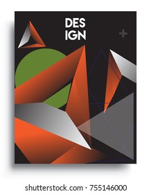 Cover design template with geometric object, arrangement of abstract lines and style graphic geometric elements. Applicable for placards, brochures, posters, covers and banners. Vector Design