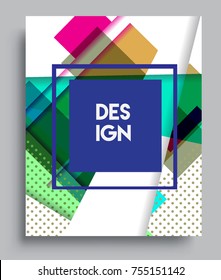 Cover design template with geometric object, arrangement of abstract lines and style graphic geometric elements. Applicable for placards, brochures, posters, covers and banners. Vector Design