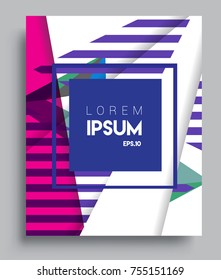 Cover design template with geometric object, arrangement of abstract lines and style graphic geometric elements. Applicable for placards, brochures, posters, covers and banners. Vector Design