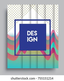 Cover design template with geometric object, arrangement of abstract lines and style graphic geometric elements. Applicable for placards, brochures, posters, covers and banners. Vector Design