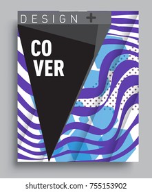 Cover design template with geometric object, arrangement of abstract lines and style graphic geometric elements. Applicable for placards, brochures, posters, covers and banners. Vector Design