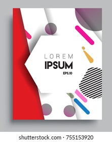 Cover design template with geometric object, arrangement of abstract lines and style graphic geometric elements. Applicable for placards, brochures, posters, covers and banners. Vector Design
