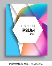 Cover design template with geometric object, arrangement of abstract lines and style graphic geometric elements. Applicable for placards, brochures, posters, covers and banners. Vector Design