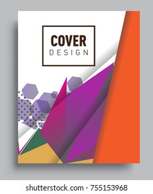 Cover design template with geometric object, arrangement of abstract lines and style graphic geometric elements. Applicable for placards, brochures, posters, covers and banners. Vector Design