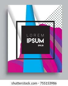 Cover design template with geometric object, arrangement of abstract lines and style graphic geometric elements. Applicable for placards, brochures, posters, covers and banners. Vector Design
