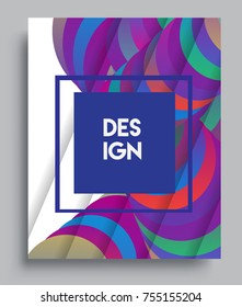 Cover design template with geometric object, arrangement of abstract lines and style graphic geometric elements. Applicable for placards, brochures, posters, covers and banners. Vector Design