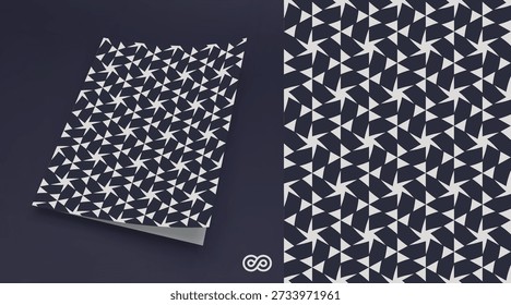 Modelo de design de capa. Padrão geométrico. Mosaico. Fundo abstrato. Preto e branco. Ilustração vetorial para brochura, cartaz, cartão, convite, cartaz, impressão têxtil, embalagem, embalagem, etc.
