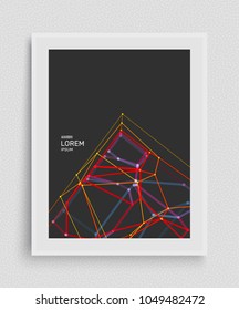 Cover design template. Lattice structure. Science or technology background. Graphic design. 3d grid surface. Abstract vector illustration.