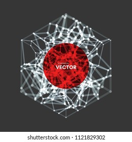 Cover design template. Lattice structure. Science or technology background. 3d grid surface. Abstract vector illustration.