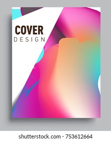 Cover design template with liquid color, arrangement of abstract lines and style graphic geometric elements. Applicable for placards, brochures, posters, covers and banners. Vector Design
